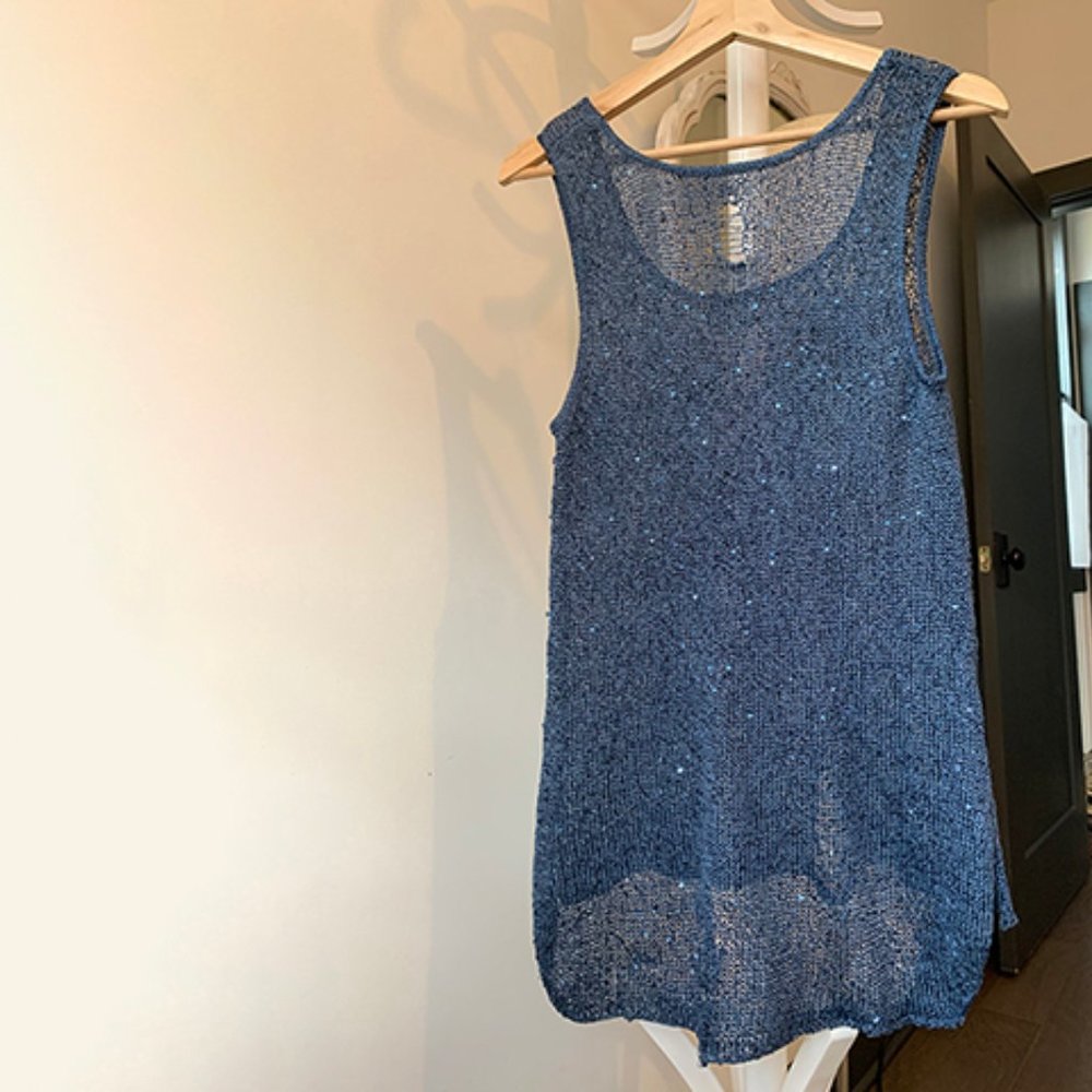 sexy distressed sequined knit tank